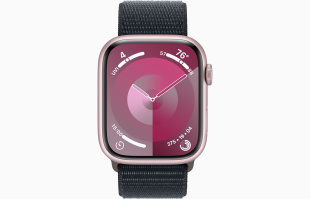 Apple Watch Series 9 // 45мм GPS+Cellular // Корпус из алюминия розового цвета, спортивный браслет цвета "темная ночь"