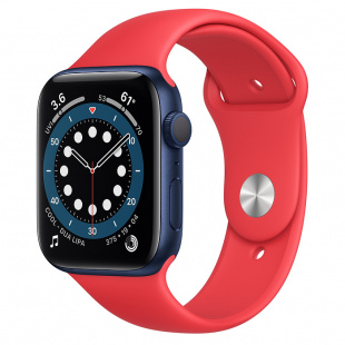 Apple Watch Series 6 // 40мм GPS // Корпус из алюминия синего цвета, спортивный ремешок цвета (PRODUCT)RED