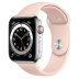 Apple Watch Series 6 // 44мм GPS + Cellular // Корпус из нержавеющей стали серебристого цвета, спортивный ремешок цвета «Розовый песок»