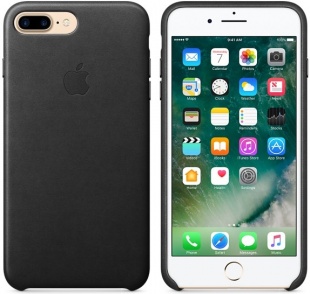 Кожаный чехол для iPhone 7+ (Plus)/8+ (Plus), чёрный цвет, оригинальный Apple
