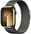Купить Apple Watch Series 9 // 45мм GPS+Cellular // Корпус из нержавеющей стали золотого цвета, миланский сетчатый браслет графитового цвета