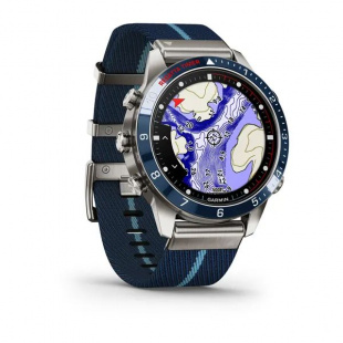 Премиальные умные часы Garmin MARQ Captain (Gen 2), титановый корпус, синий нейлоновый ремешок