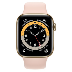 Apple Watch Series 6 // 40мм GPS + Cellular // Корпус из нержавеющей стали золотого цвета, спортивный ремешок цвета «Розовый песок»