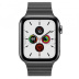 Apple Watch Series 5 // 44мм GPS + Cellular // Корпус из нержавеющей стали цвета «серый космос», кожаный ремешок черного цвета, размер ремешка L