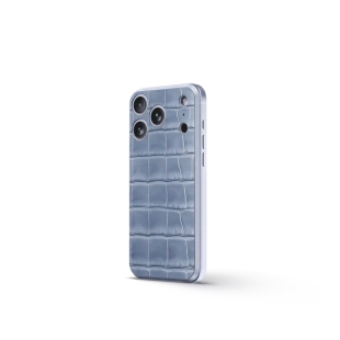 Магнитная накладка Golden Concept Magnetic Shield для iPhone 18 Pro Max, Croco Embossed (Light Blue)