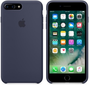 Силиконовый чехол для iPhone 7+ (Plus)/8+ (Plus), тёмно-синий цвет, оригинальный Apple