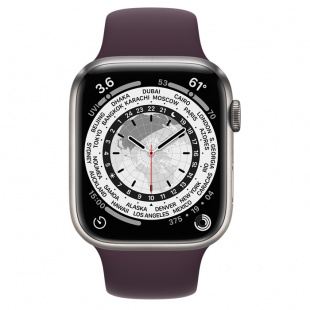 Apple Watch Series 7 // 45мм GPS + Cellular // Корпус из титана, спортивный ремешок цвета «тёмная вишня»