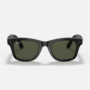 Умные очки Ray-Ban Stories Wayfarer (Черная глянцевая оправа, зеленые линзы)