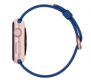 Apple Watch Sport 38 мм, алюминий цвета «розовое золото», ремешок из плетёного нейлона цвета «кобальт»
