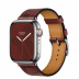 Apple Watch Series 7 Hermès // 41мм GPS + Cellular // Корпус из нержавеющей стали серебристого цвета, ремешок Single Tour Circuit H цвета Rouge H/Noir