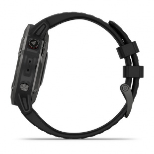 Мультиспортивные часы Garmin Fenix 6 (47mm) Sapphire стальной серый корпус, черный силиконовый ремешок