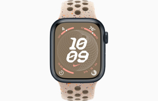 Apple Watch Series 9 // 41мм GPS+Cellular // Корпус из алюминия цвета "темная ночь", спортивный ремешок Nike цвета "пустынный камень"