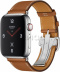 Apple Watch Series 4 Hermès // 44мм GPS + Cellular // Корпус из  нержавеющей стали, ремешок Single Tour из кожи цвета Fauve Barenia с  застежкой Deployment