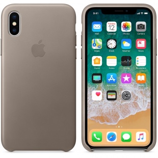 Кожаный чехол для iPhone X / Xs, платиново-серый цвет, оригинальный Apple