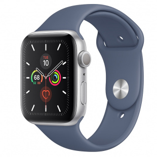Apple Watch Series 5 // 44мм GPS // Корпус из алюминия серебристого цвета, спортивный ремешок цвета «морской лёд»