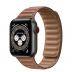 Apple Watch Series 6 // 44мм GPS + Cellular // Корпус из титана цвета «черный космос», кожаный браслет золотисто-коричневого цвета, размер ремешка M/L