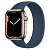 Купить Apple Watch Series 7 // 45мм GPS + Cellular // Корпус из нержавеющей стали золотого цвета, монобраслет цвета «синий омут»