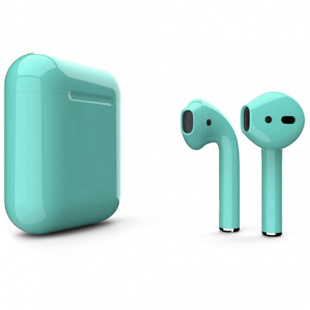 AirPods - беспроводные наушники с Qi - зарядным кейсом Apple (Бирюзовый, глянец)