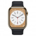 Apple Watch Series 8 // 45мм GPS + Cellular // Корпус из нержавеющей стали золотого цвета, кожаный браслет цвета "темная ночь", размер ремешка M/L