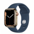 Apple Watch Series 7 // 41мм GPS + Cellular // Корпус из нержавеющей стали золотого цвета, спортивный ремешок цвета «синий омут»