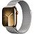 Купить Apple Watch Series 9 // 41мм GPS+Cellular // Корпус из нержавеющей стали золотого цвета, миланский сетчатый браслет серебристого цвета
