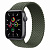 Купить Apple Watch SE // 44мм GPS // Корпус из алюминия цвета «серый космос», плетёный монобраслет цвета «Зелёные холмы» (2020)