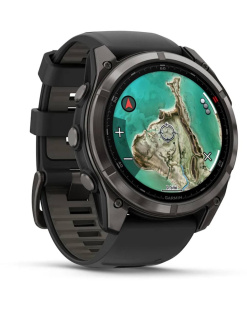 Мультиспортивные часы Garmin Fenix 8 Pro MicroLED (51mm), карбоново-серый DLC-титан, силиконовый ремешок черно-серого цвета