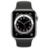 Apple Watch Series 6 // 44мм GPS + Cellular // Корпус из нержавеющей стали серебристого цвета, спортивный ремешок черного цвета