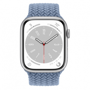 Apple Watch Series 8 // 45мм GPS // Корпус из алюминия серебристого цвета, плетёный монобраслет сланцево-синего цвета