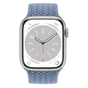Apple Watch Series 8 // 45мм GPS // Корпус из алюминия серебристого цвета, плетёный монобраслет сланцево-синего цвета