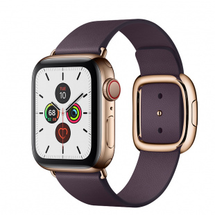 Apple Watch Series 5 // 40мм GPS + Cellular // Корпус из нержавеющей стали золотого цвета, ремешок цвета «спелый баклажан» с современной пряжкой (Modern Buckle), размер ремешка L
