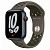 Купить Apple Watch Series 7 // 45мм GPS + Cellular // Корпус из алюминия цвета «тёмная ночь», спортивный ремешок Nike цвета «cерая олива/рабочий хаки»
