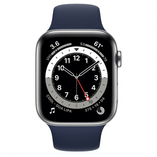 Apple Watch Series 6 // 40мм GPS + Cellular // Корпус из нержавеющей стали серебристого цвета, спортивный ремешок цвета «Тёмный ультрамарин»