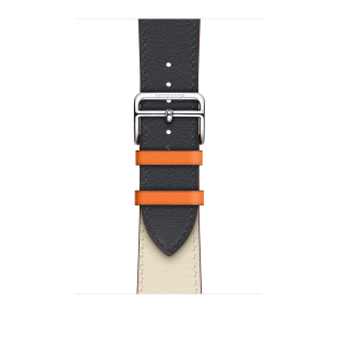 42/44 мм Ремешок Hermès Simple Tour из кожи Swift цвета Indigo/Craie/Orange для Apple Watch Hermès