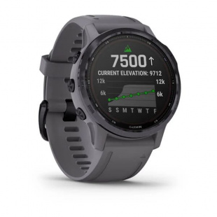 Мультиспортивные часы Garmin Fenix 6S Pro (42mm) Solar, стальной аметистовый корпус, темно-серый силиконовый ремешок