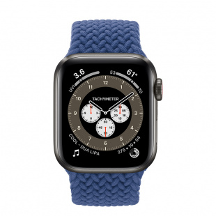 Apple Watch Series 6 // 40мм GPS + Cellular // Корпус из титана цвета «черный космос», плетёный монобраслет цвета «Атлантический синий»