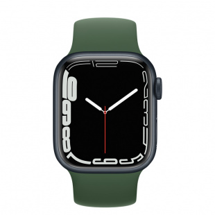 Apple Watch Series 7 // 45мм GPS // Корпус из алюминия цвета «тёмная ночь», монобраслет цвета «зелёный клевер»