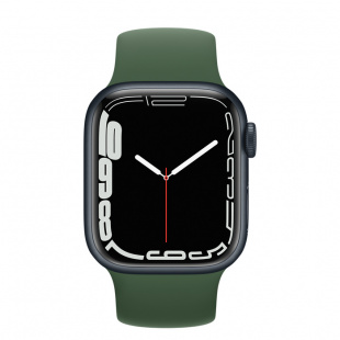 Apple Watch Series 7 // 45мм GPS // Корпус из алюминия цвета «тёмная ночь», монобраслет цвета «зелёный клевер»