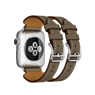 38/40 мм ремешок Manchette из кожи Swift цвета Étoupe с двойной пряжкой для Apple Watch Hermès