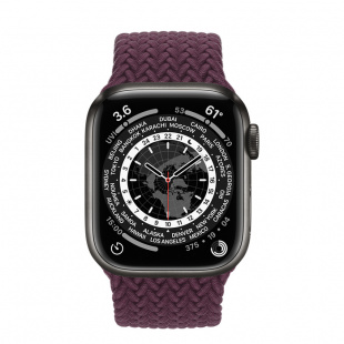 Apple Watch Series 7 // 45мм GPS + Cellular // Корпус из титана цвета «черный космос», плетёный монобраслет цвета «тёмная вишня»