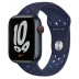 Apple Watch Series 7 // 45мм GPS + Cellular // Корпус из алюминия цвета «тёмная ночь», спортивный ремешок Nike цвета «ночной ультрамарин/мистический ультрамарин»