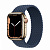 Купить Apple Watch Series 7 // 41мм GPS + Cellular // Корпус из нержавеющей стали золотого цвета, плетёный монобраслет цвета «синий омут»