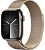 Купить Apple Watch Series 9 // 45мм GPS+Cellular // Корпус из нержавеющей стали графитового цвета, миланский сетчатый браслет золотого цвета