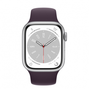 Apple Watch Series 8 // 45мм GPS // Корпус из алюминия серебристого цвета, спортивный ремешок цвета "бузина"