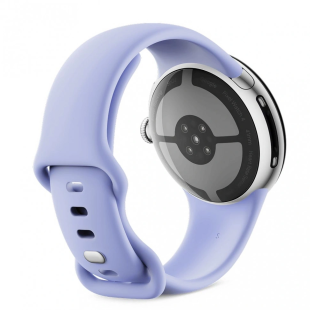 Google Pixel Watch 4 Wi-Fi, серебристый корпус 41 mm, спортивный ремешок лилового цвета (Iris)