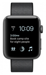 Apple Watch Series 2 38мм Корпус из алюминия цвета «серый космос», ремешок из плетёного нейлона чёрного цвета (MP052)
