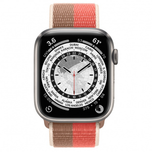 Apple Watch Series 7 // 41мм GPS + Cellular // Корпус из титана, спортивный браслет цвета «розовый помело/миндальный»