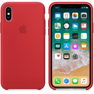 Силиконовый чехол для iPhone X / Xs, красный цвет, оригинальный Apple