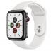 Apple Watch Series 5 // 44мм GPS + Cellular // Корпус из нержавеющей стали цвета «серый космос», спортивный ремешок белого цвета