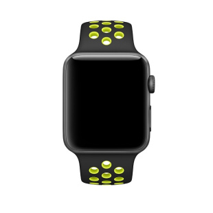 42/44мм Спортивный ремешок Nike цвета «чёрный/салатовый» для Apple Watch